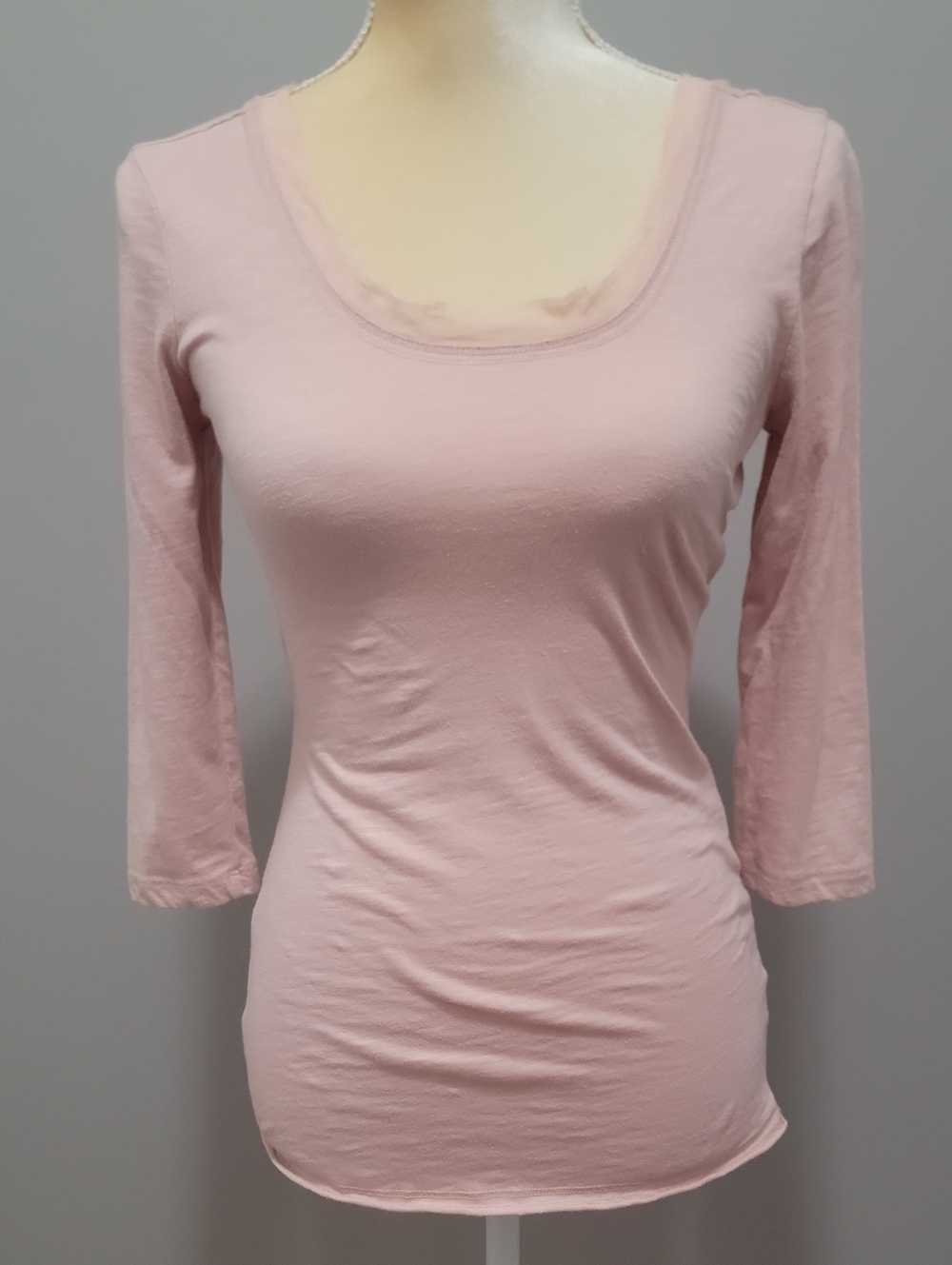 Vintage Y2K Maurices Pink Chiffon Trim Scoop Neck 3/4 Sleeve Tee Tags Included